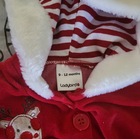Ladybird Christmas Reindeer Baby Outfit with Hood - Picture 3 of 7